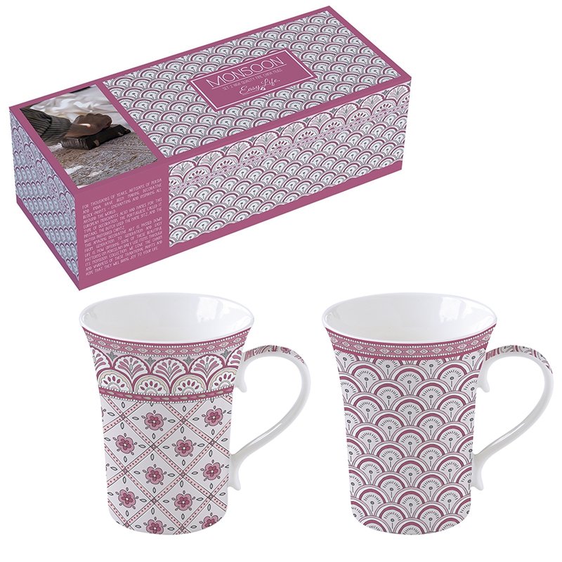 Porzellan-Tasse - Monsoon, Blumen, Ornamente, Muster Porzellan-Tasse - Monsoon