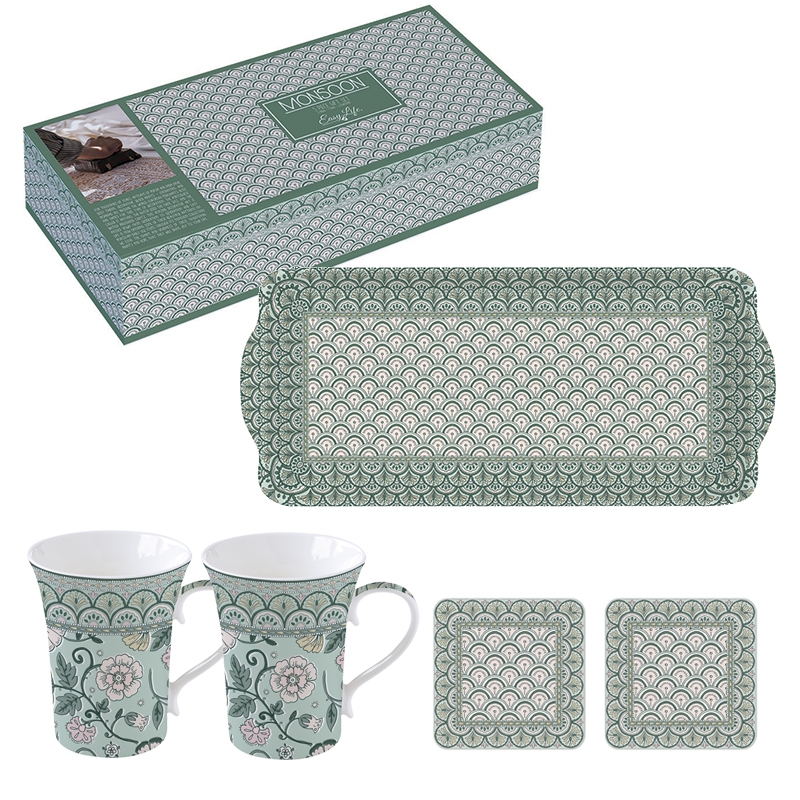 Porzellan-Henkelbecher - Monsoon, Blumen, Ornamente, Muster Porzellan-Henkelbecher - Monsoon