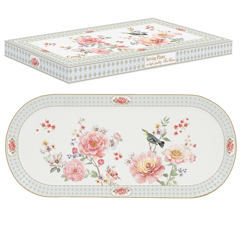 Porcelain plate - A Day in the Garden, roses, birds Porcelain plate - A Day in the Garden