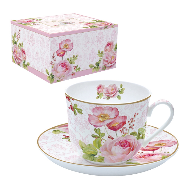 Porzellan-Tasse - Floral Damask, Rosen Porzellan-Tasse - Floral Damask