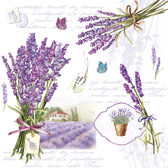 餐巾33x33厘米 - BOUQUET DE LAVANDE