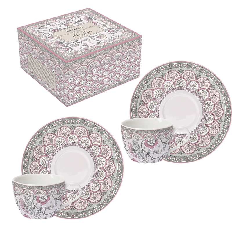 Porcelain Cup - Kalamkari pink, ornaments Porcelain Cup - Kalamkari pink