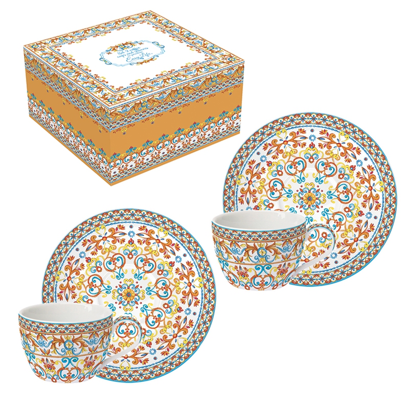 Porcelain Cup - Mediterraneo orange, samples, ornaments Porcelain Cup - Mediterraneo orange