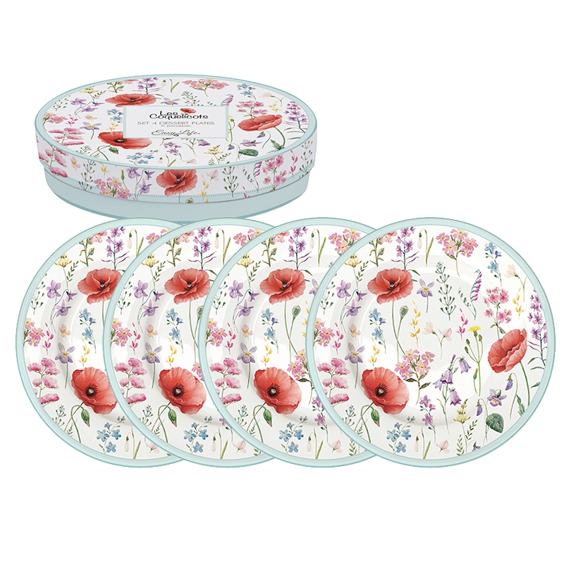 瓷盘19cm - Les Coquelicots, 罂粟, 草地 瓷盘19cm - Les Coquelicots