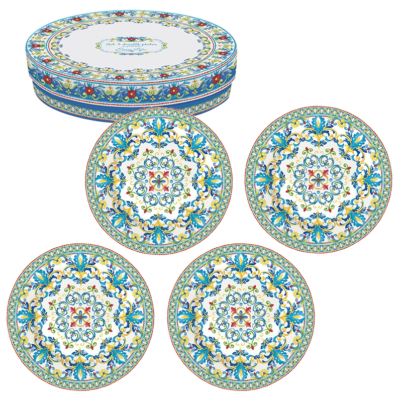 Porcelain plate 19cm - Medterraneo blue, ornaments Porcelain plate 19cm - Medterraneo blue