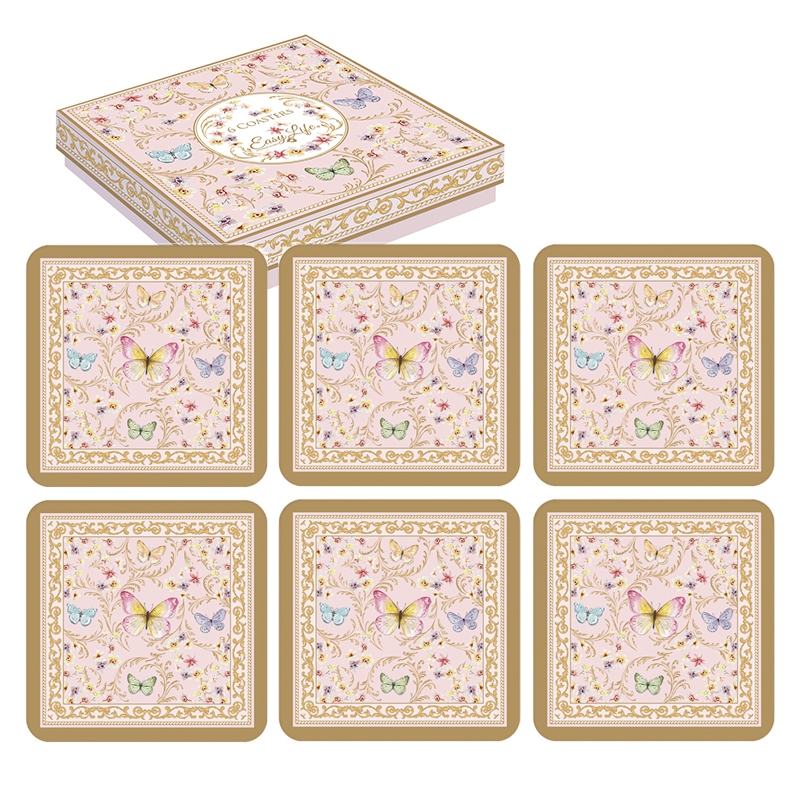 Cork Coaster - Majestic Butterflies, butterflies, flowers Cork Coaster - Majestic Butterflies