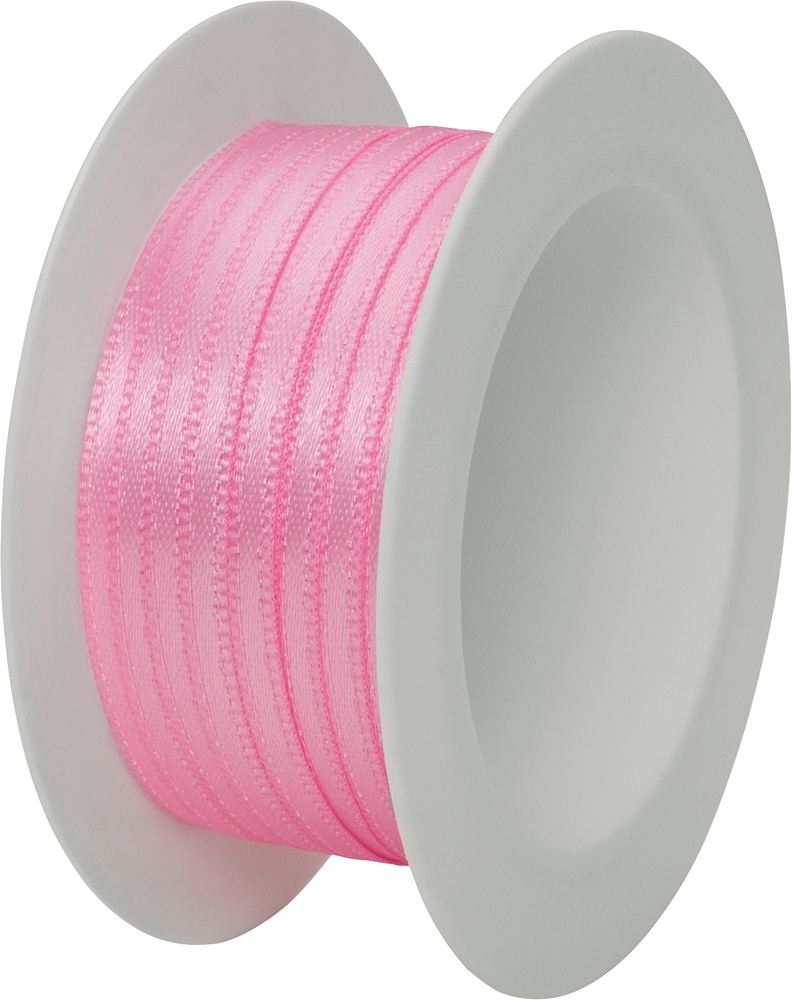 Doppel-Satinband - Satin Spule 3mm, rosa Doppel-Satinband - Satin Spule 3mm