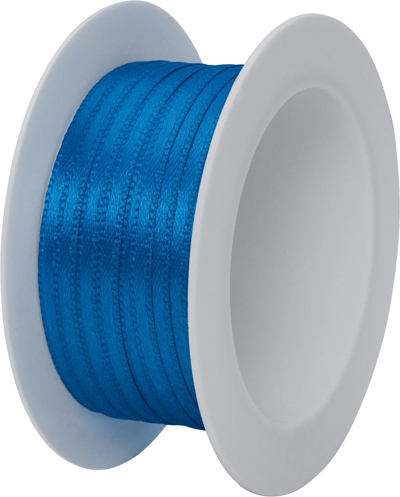 Doppel-Satinband - Satin Spule 3mm, blau Doppel-Satinband - Satin Spule 3mm