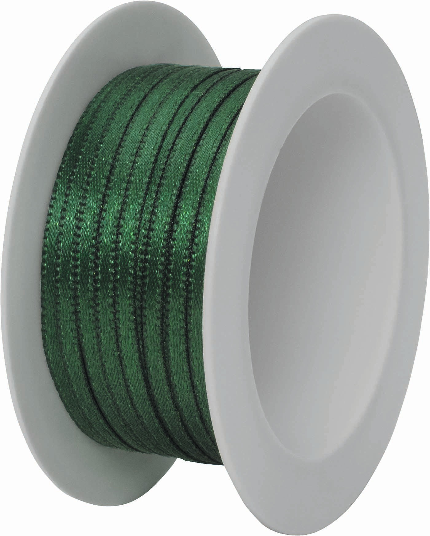Double satin ribbon - Satin Spule 3mm, green Double satin ribbon - Satin Spule 3mm