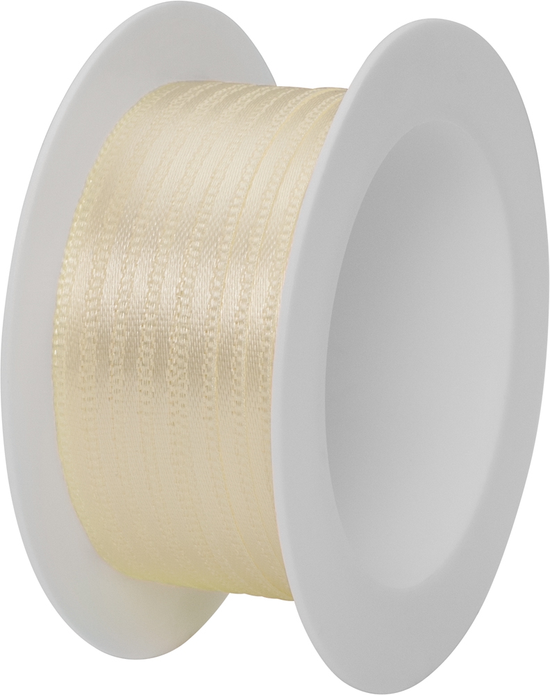 Double satin ribbon - Satin Spule 3mm, cream Double satin ribbon - Satin Spule 3mm