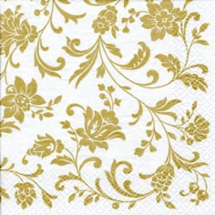Servietten 24x24 cm - Arabesque White gold-white, Blumen