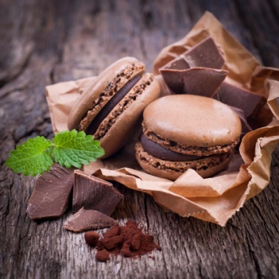 Serwetki 24x24 cm - Macaroons & Chocolate, Makaroniki,  czekolada,  monze,  ciastka,  praliny,  herbatniki