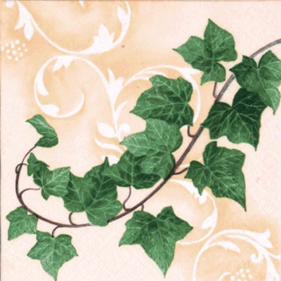 Servietten 24x24 cm - Hedera Ramus beige, Efeu, Pflanzen Servietten 24x24 cm - Hedera Ramus beige