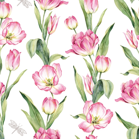 Serwetki 24x24 cm - Chaînes de Tulipes pink