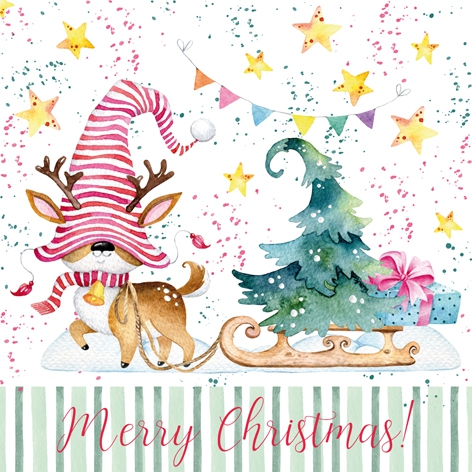 Serviettes 33x33 cm - Gnom Reindeer