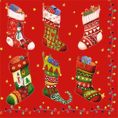 Guardanapos 33x33 cm - Colorful Christmas Stockings
