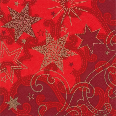 Serviettes 33x33 cm - Stars are Shining red