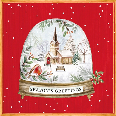 Guardanapos 33x33 cm - Seasons Greetings in a Snow Globe