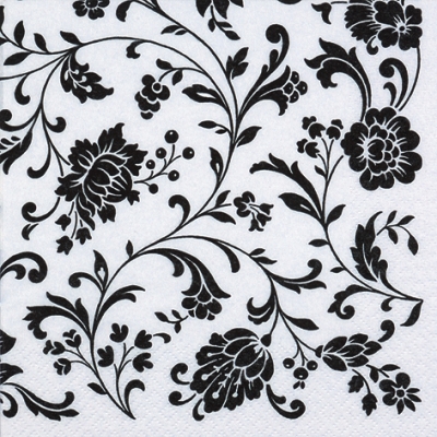 Servietten 33x33 cm - Arabesque White white-black, Muster,  Karos