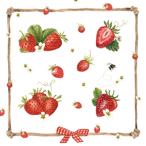 Servilletas 33x33 cm - Strawberry & Bumblebee