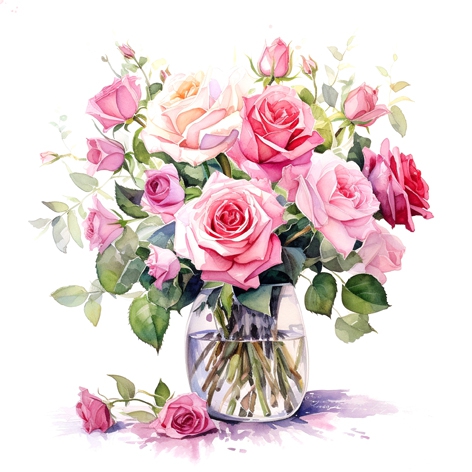 Tovaglioli 33x33 cm - Mazzetto di Rose Rosa, Bouquet di fiori,  San Valentino,  Le rose,  L´amore,  I fiori,  Eventi