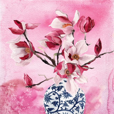 Servilletas 33x33 cm - Magnolias En Vase Chinois