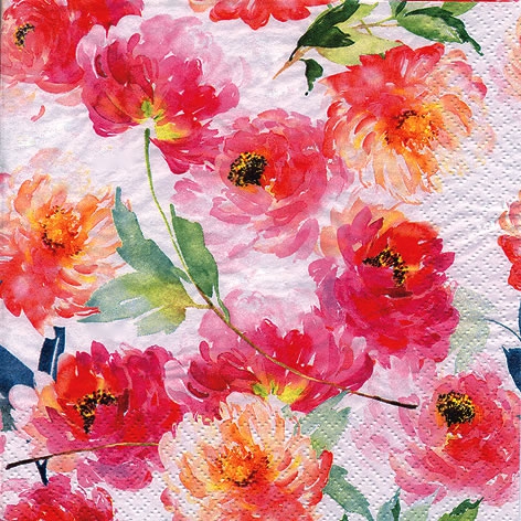 餐巾33x33厘米 - Summer Roses white