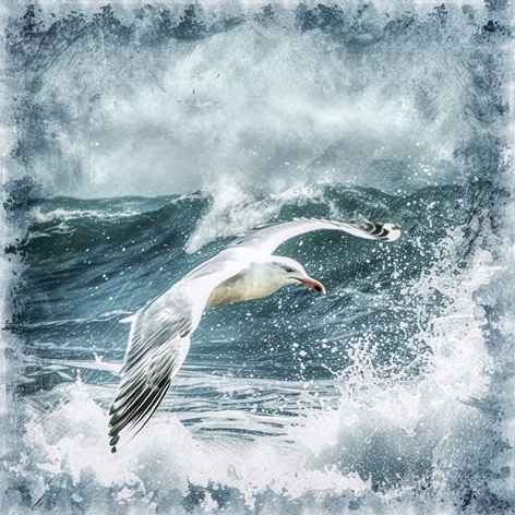 Tovaglioli 33x33 cm - Seagulls in Stormy Sea