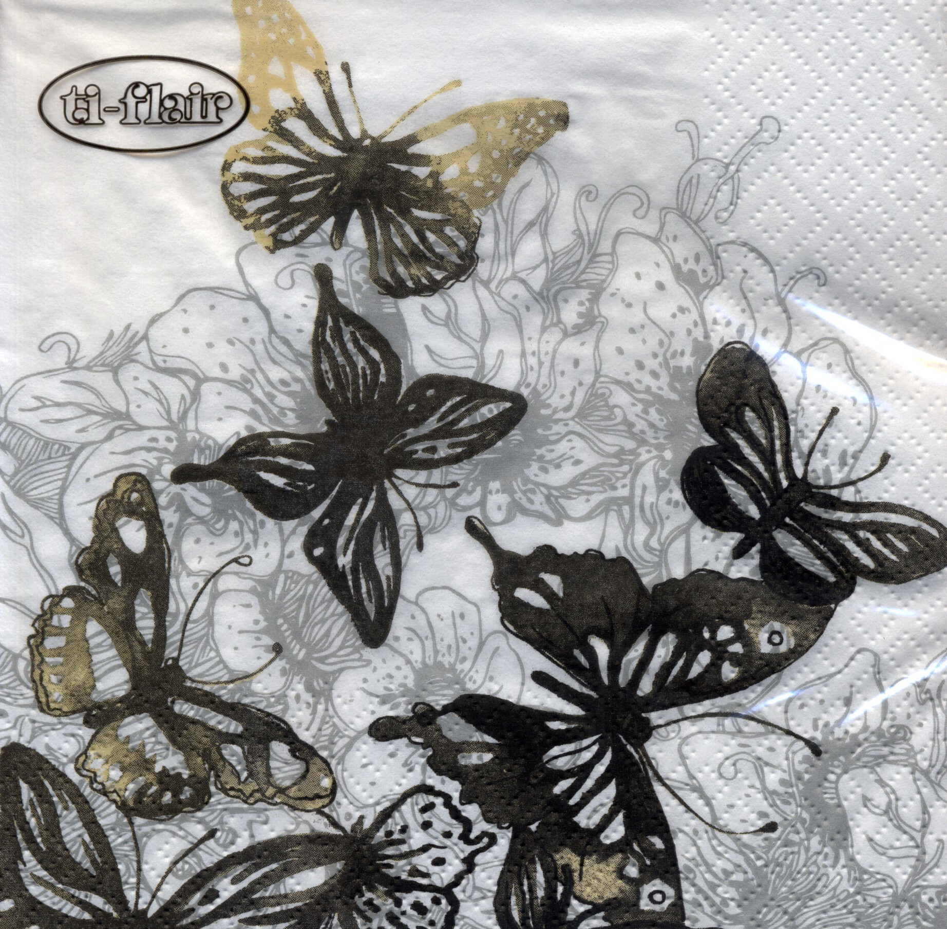 Servietten 33x33 cm - Amazing Butterflies anthracite