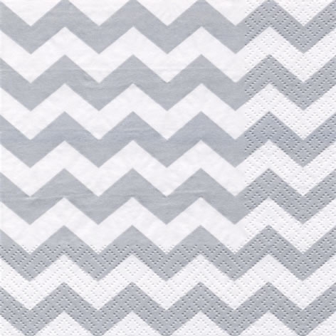 Servietten 33x33 cm - Chevron silver , Muster, Zacken, silber, Karos Servietten 33x33 cm - Chevron silver