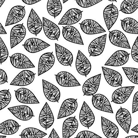 Servilletas 33x33 cm - Feuilles Festives White black, Hojas,  blanco,  negro,  arte,  patrón,  pintura