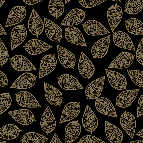 Servilletas 33x33 cm - Feuilles Festives White gold/black, Hojas,  negro,  oro,  arte,  motivo,  pintura