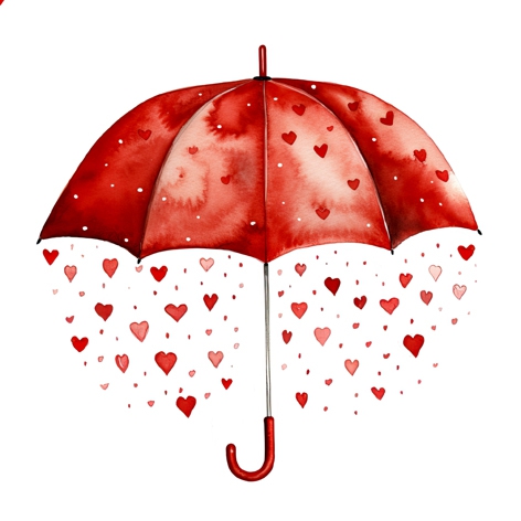 Servietten 33x33 cm - I Shower You with My Love, Valentinstag,  Herzen,  Regenschirm,  Hochzeit,  Liebe,  Ereignisse