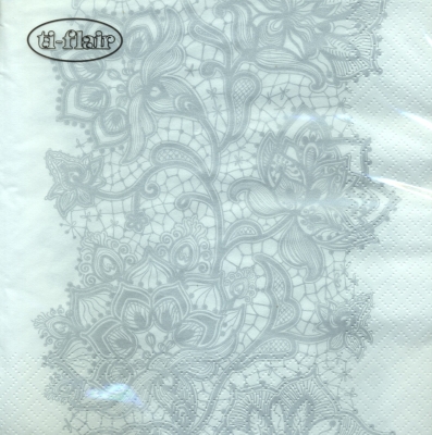 Servietten 33x33 cm - Lace Pattern silver, Ornamente, silber, Muster, Karos Servietten 33x33 cm - Lace Pattern silver
