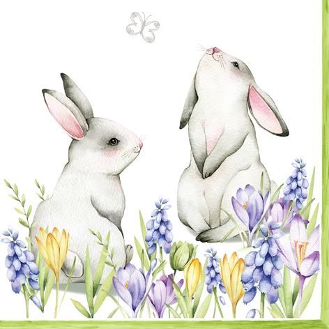 Napkins 33x33 cm - Bunnies in Spring