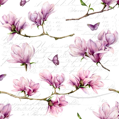 Tovaglioli 33x33 cm - Magnolia & Butterfly, Magnolie,  testo,  fiori,  frasi